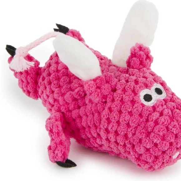 Godog~ Flying Pig Checkers With Chew Guard Technology Dog Toy, Pink - Picture 2 of 5